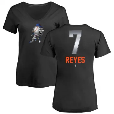 Black Women's Jose Reyes New York Mets Midnight Mascot V-Neck T-Shirt -