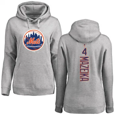 Women's Patrick Mazeika New York Mets Ash Backer Pullover Hoodie